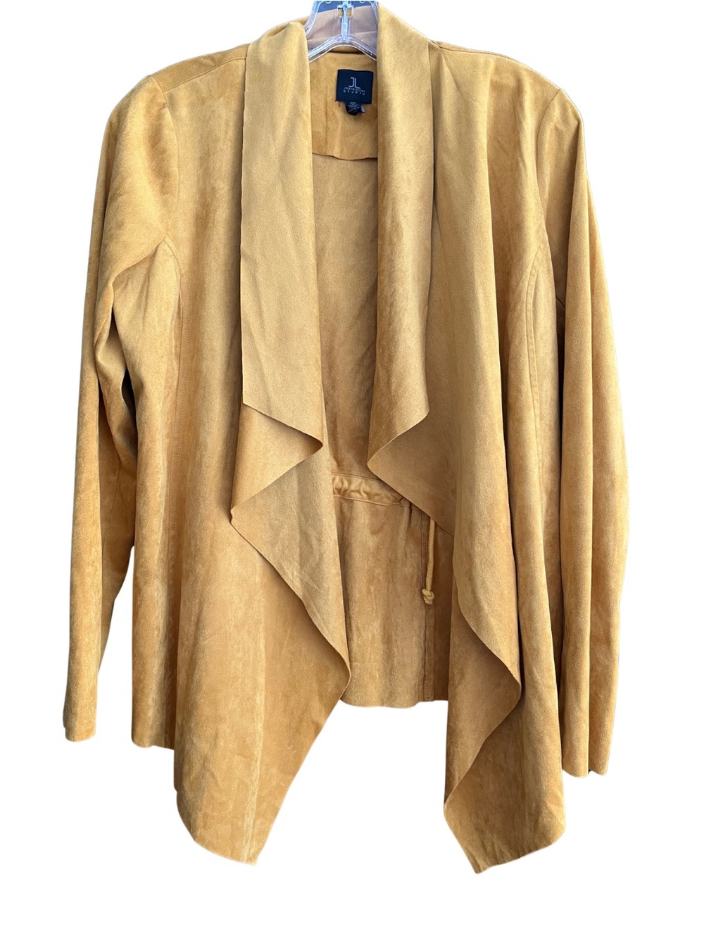 Jules & Leopold Faux Suede Draped Waterfall Jacket - Golden Mustard Yellow